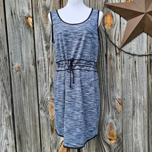 Activewear Dress Athleta Paddle Out Size M Blue Black Space Dye Stretch Tank - Picture 2 of 9